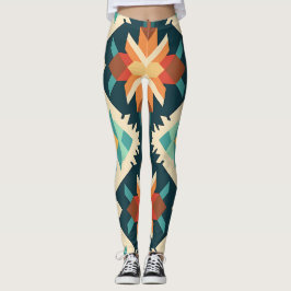 Leggings Patrón Ikat de diamante retro