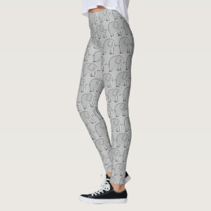 Leggings Patrón ilustrado de elefante gris