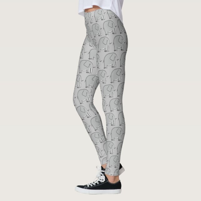 Leggings Patrón ilustrado de elefante gris (Izquierda)