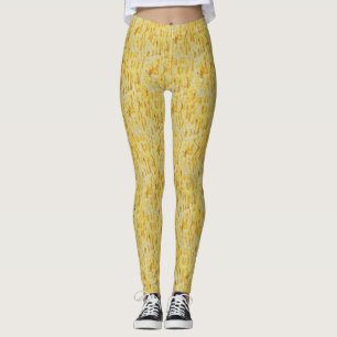 Leggings Patrón Impresionista Abstracto con Pastel Amarillo