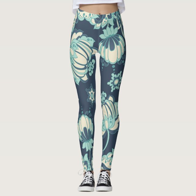 Leggings Patrón indio floral vintage sin foco (Anverso)