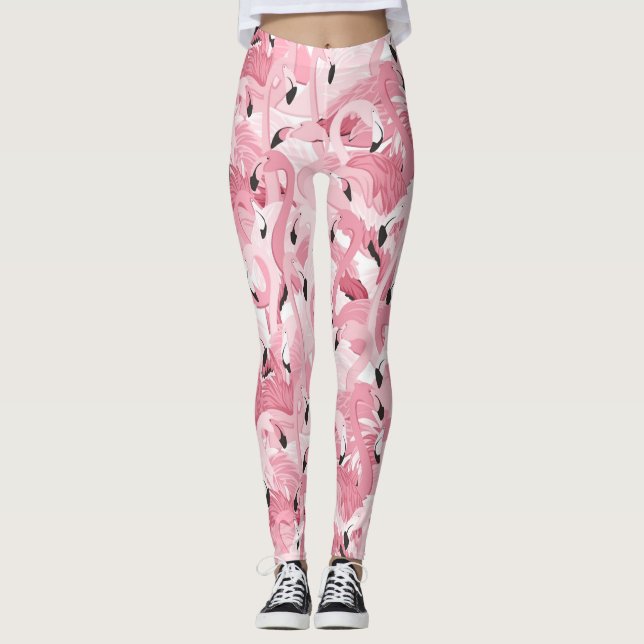 Leggings patrón ininterrumpido con flamencos rosados exótic (Anverso)