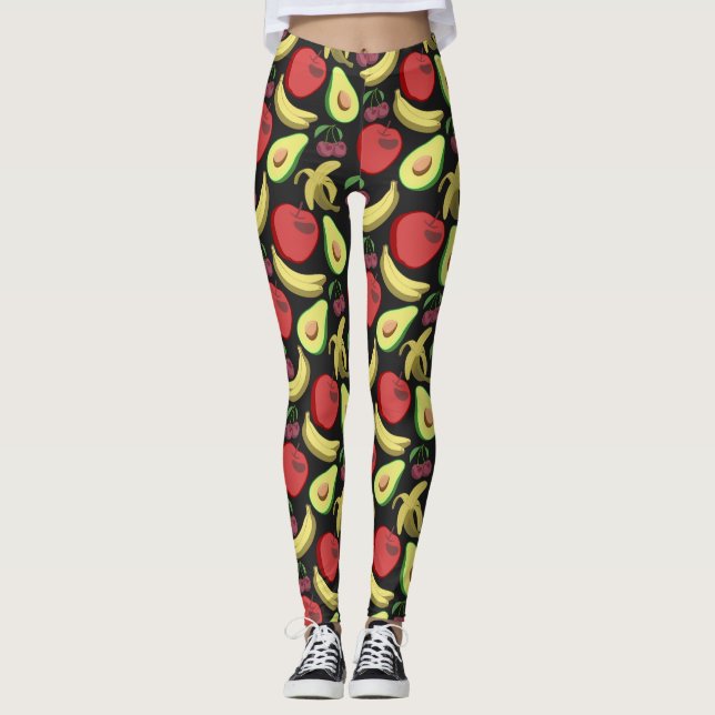 Leggings Patrón ininterrumpido de frutas | fruta tropical c (Anverso)