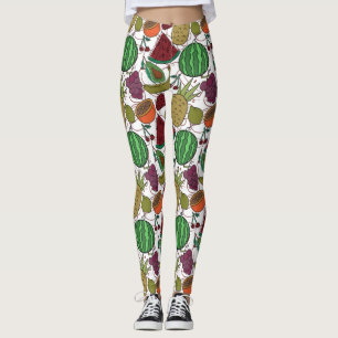 Leggings Patrón ininterrumpido de frutas   Patrón de superf