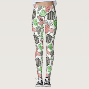 Leggings Patrón ininterrumpido de frutas Patrón de superf