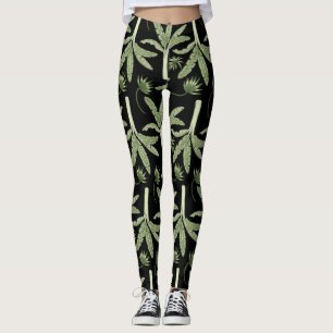 Leggings Patrón ininterrumpido de palmeras tropicales