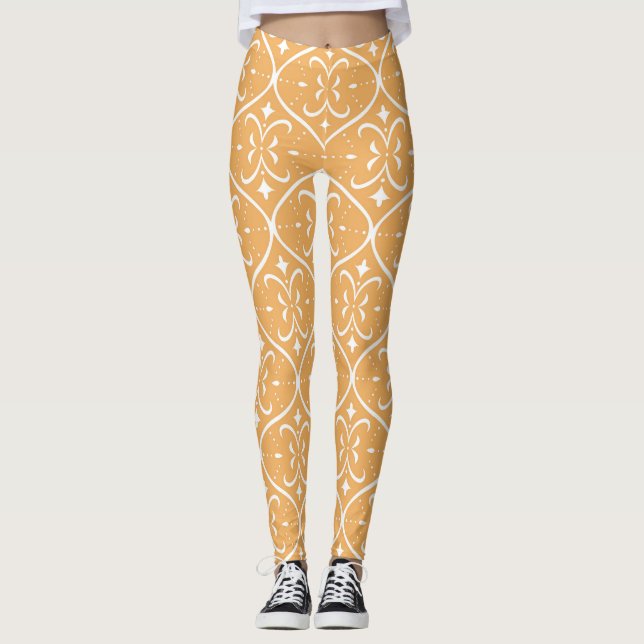Leggings Patrón ininterrumpido y floreciente decorativo, ba (Anverso)