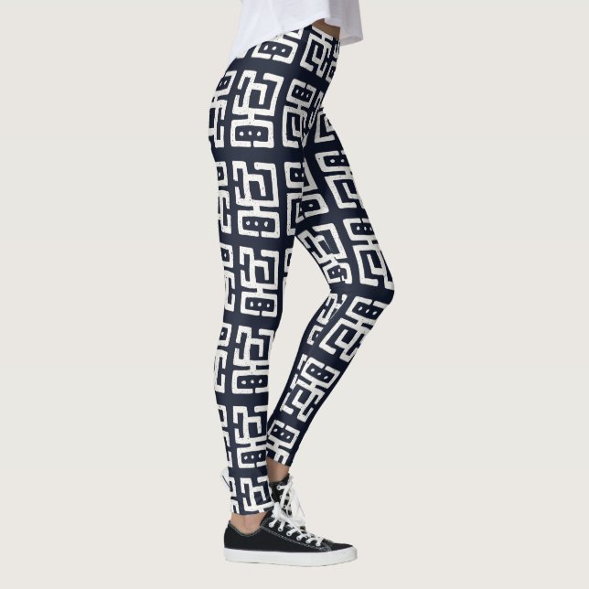 Leggings Patrón inspirado en la impresión de barro| Blanco/ (Derecha)