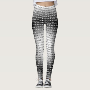 Leggings Patrón intrincado de estrellas negras y blancas de