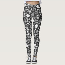 Leggings Patrón invernal Estrella y Estrella Blanca y Copos