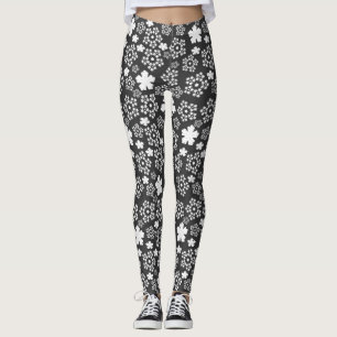 Leggings Patrón invernal Estrella y Estrella Blanca y Copos