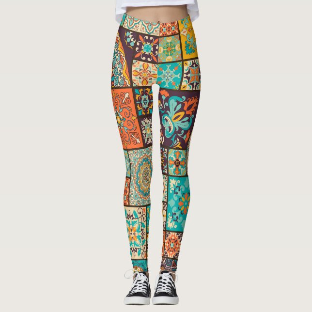 Leggings Patrón islámico sin foco, de tejas árabes. (Anverso)