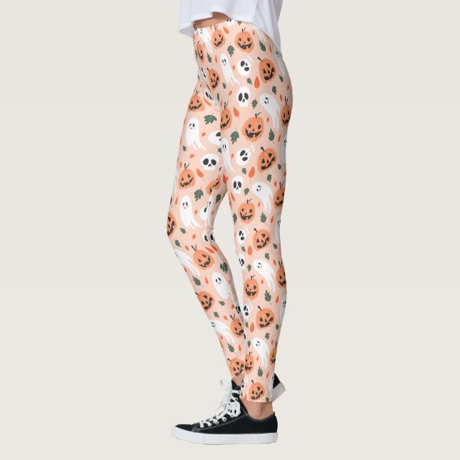 Leggings Patrón Jack-O-Lantern y fantasma (Izquierda)