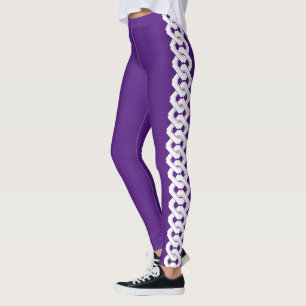 Leggings Patrón japonés de la cadena Yoshiwara púrpura y ne