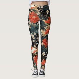 Leggings Patrón japonés de pescado sin mar