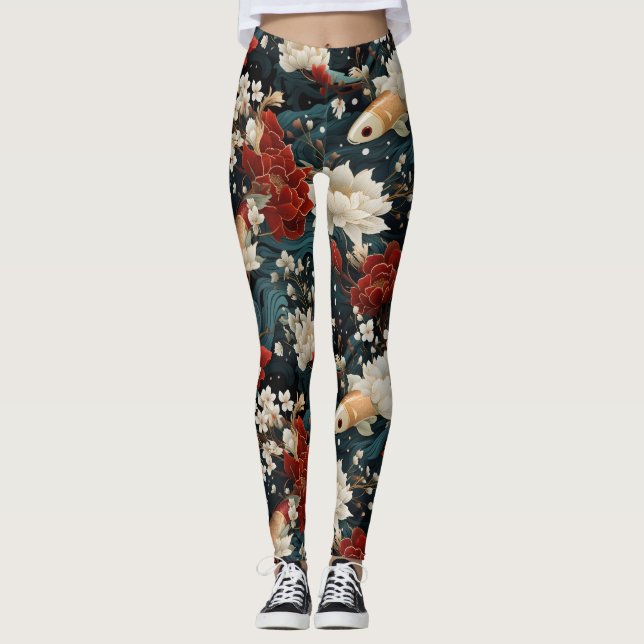 Leggings Patrón japonés de pescado sin mar (Anverso)