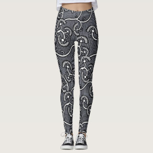 LEGGINGS PATRÓN JAPONÉS LUCES NEGRAS Y BLANCAS