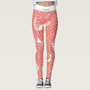 Leggings Patrón Japonés Rosa y Blanco