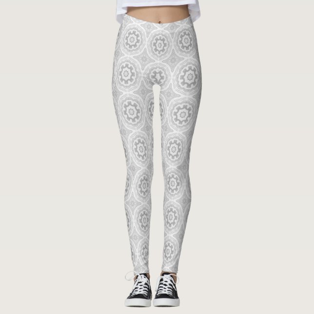 Leggings Patrón Kaleidoscopio Gris Plateado (Anverso)