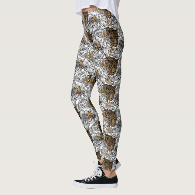Leggings Patrón Leopard & Peonies (Izquierda)