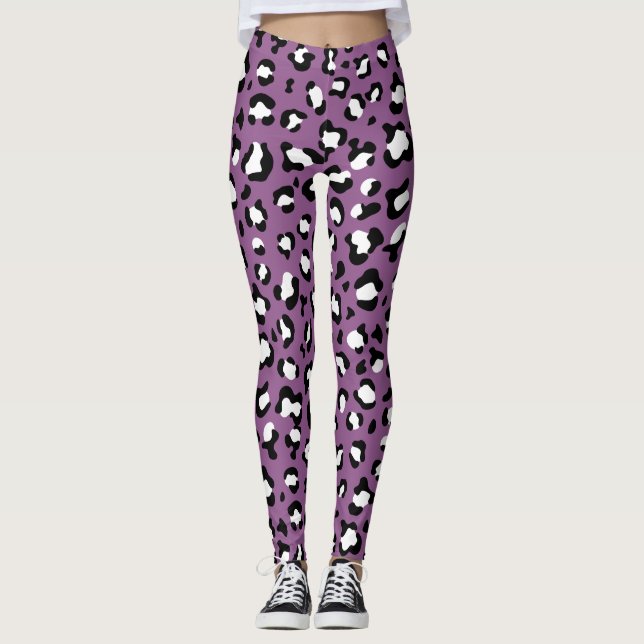 Leggings Patrón leopardo, puntos leopardo, leopardo púrpura (Anverso)