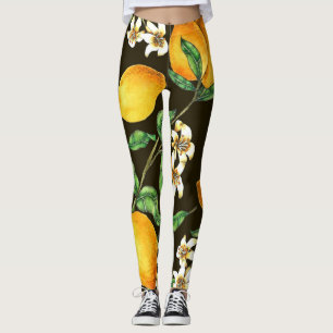 Leggings Patrón limón color agua pintado a mano