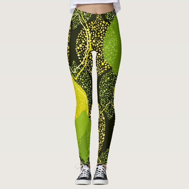 Leggings Patrón limón y lima sin fisuras. (Anverso)