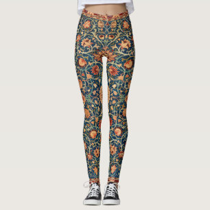 Leggings Patrón mágico de alfombra oriental en azul y roj