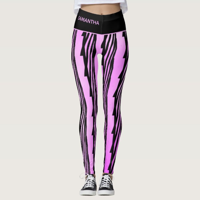 Leggings Patrón Mágico Rosa, Blanco y Negro (Anverso)