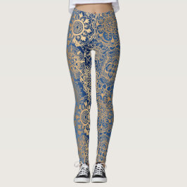 Leggings Patrón Mandala azul y dorado