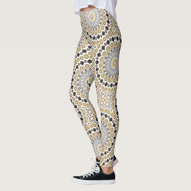 Leggings Patrón Mandala de oro y carbón vegetal (Izquierda)