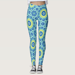 Leggings Patrón Mandala de tinte azul - Piernas