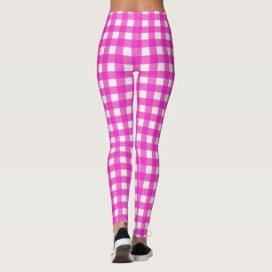 Leggings Patrón marcado de Gingham de Hot Pink Classic