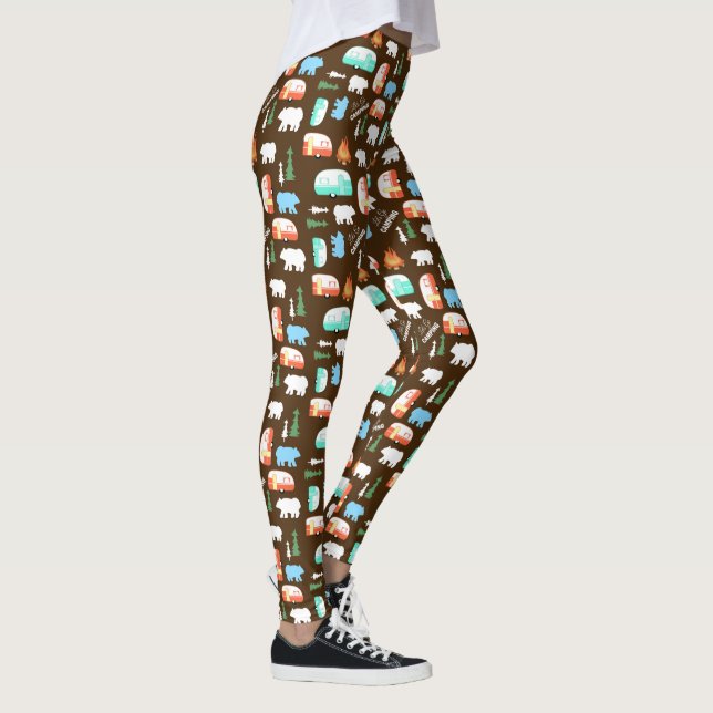Leggings Patrón marrón del Camping RV Retro Camper (Derecha)