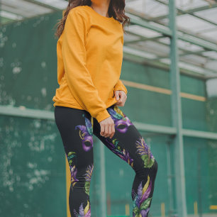 Leggings Patrón Máscara Mardi Gras deja color de agua