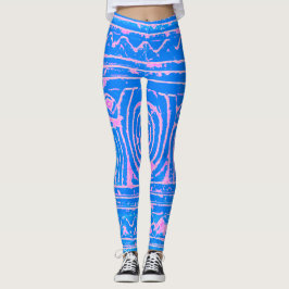Leggings Patrón Mesopotamiano Sumeriano Azul Rosa