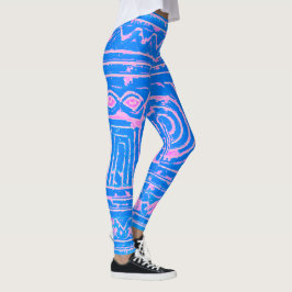Leggings Patrón Mesopotamiano Sumeriano Azul Rosa