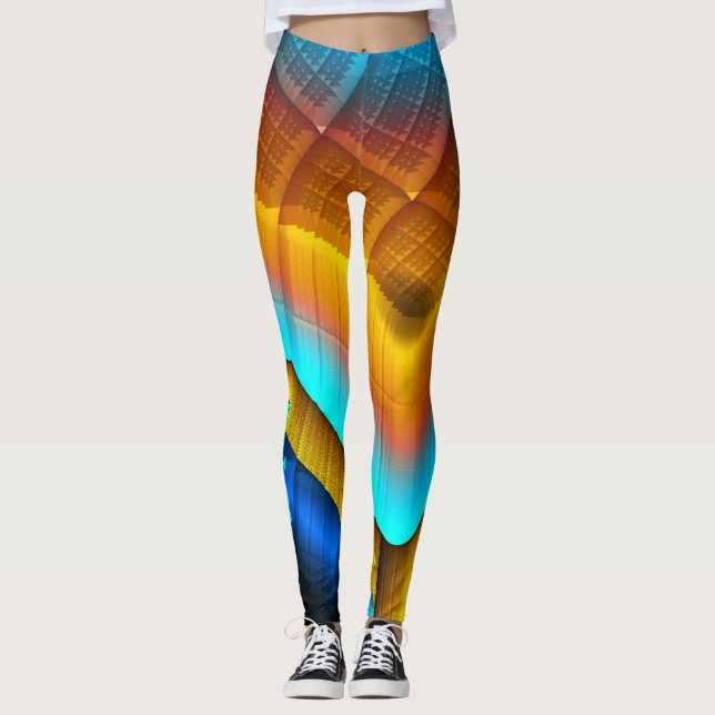 Leggings Patrón metálico azul-dorado 33 (Anverso)