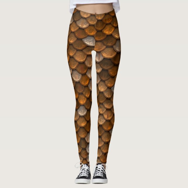 Leggings Patrón metálico elegante de oro bronce (Anverso)