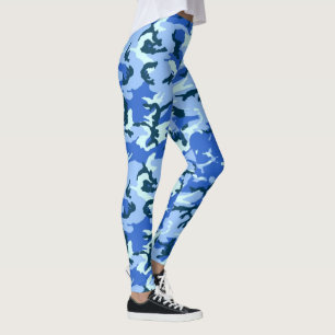 Leggings Patrón militar de camuflaje de bosque azul