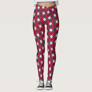 Leggings Patrón mínimo azul rojo bacteriano