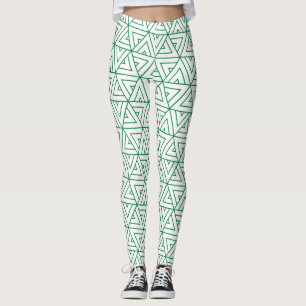 Leggings Patrón mínimo blanco verde hexagonal