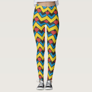 Leggings Patrón mínimo de color azul amarillo Chevron