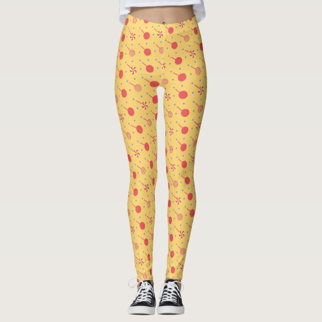 Leggings Patrón mínimo de Naranja amarillo de Halloween (Anverso)