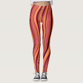 Leggings Patrón mínimo de ondas marrón rosado