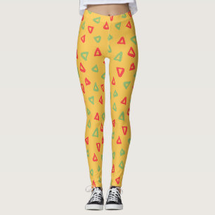 Leggings Patrón mínimo rojo amarillo Doodle