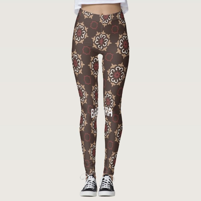 Leggings Patrón mínimo rosado marrón mexicano (Anverso)
