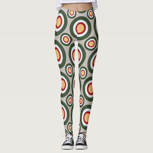 Leggings Patrón mínimo verde gris de los círculos (Anverso)