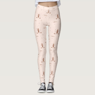 Leggings Patrón místico del zodiaco Libra en rosa y marrón