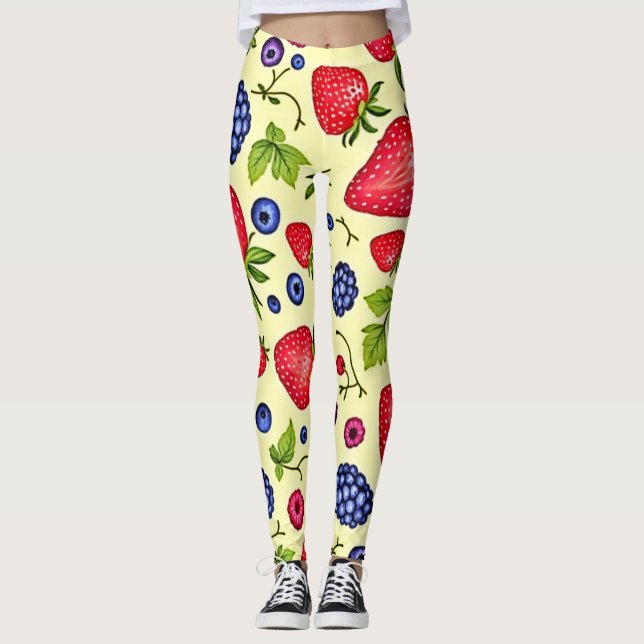 Leggings Patrón mixto sin foco de Berry (Anverso)